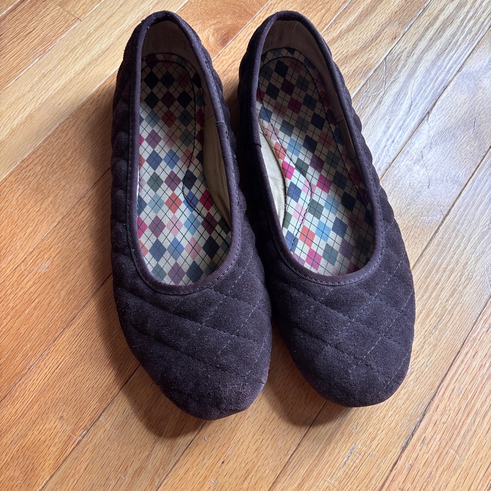 Lands End brown suede flats size 11